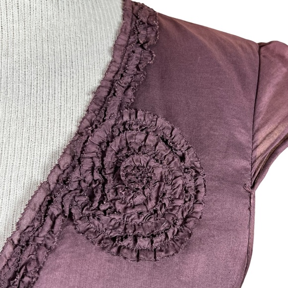 Saja Women’s Boho Lightweight Cotton Plum Midi Dress With Mini Ruffle De… - Picture 5 of 16